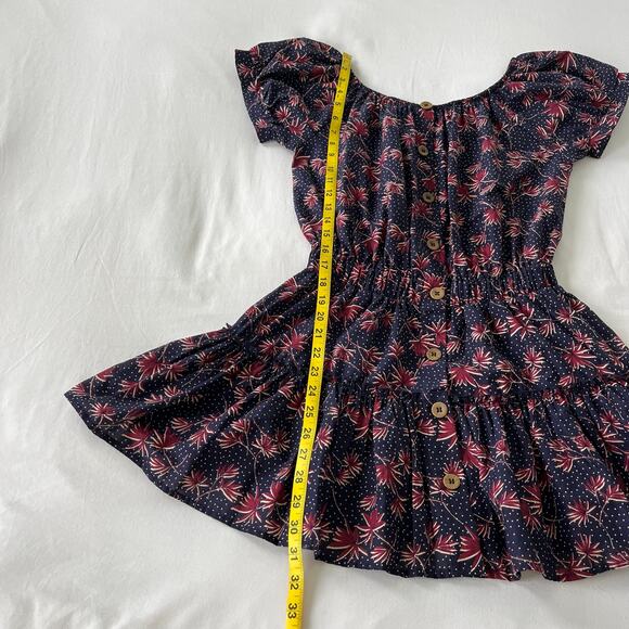 Eberjey Elsie Navy Button Floral Mini Dress in Peacock and Brick, Size Small - Picture 8 of 12